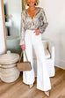 V Neck Long Sleeves Sequin Wraped Shirt