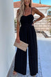 Camilladress Spaghetti Strap Belted Pleated Wide Leg Jumpsuit