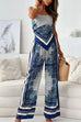 Camilladress Tie Knot Backless Cami Top Wide Leg Pants Printed Set