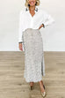 High Waist Flared Shinny Sequin Maxi Party Skirt