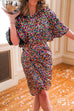 Flare Sleeves Waisted Tulip Colorful Sequin Party Dress