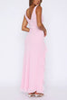 Camilladress V Neck Sleeveless Ruffle Trim Slit Maxi Dress