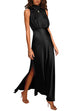 Camilladress Sleeveless Mockneck Side Split Maxi Satin Dress