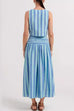 Camilladress Striped Square Collar Crop Tank Top and Slit Maxi Skirt Set