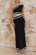 Camilladress One Shoulder Cut Out Waist Ric Rac Color Block Maxi Dress