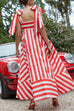 Camilladress Pocketed Bow Shoulder Striped Swing Maxi Cami Dress