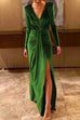 Camilladress Deep V Neck Ruched Split Velvet Maxi Dress(5 Colors Available)