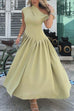 Camilladress Elegant Asymmetric Shoulder Pleated Swing Maxi Dress