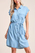 Camilladress Short Sleeves Tie Waist Button Down Denim Shirt Dress