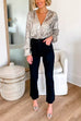 V Neck Long Sleeves Sequin Wraped Shirt