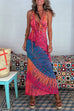 Camilladress Ruffle Trim Halter Lace-up Backless Tie Dye Maxi Dress