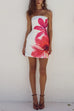 Camilladress Strapless Tube Pocketed Lily Print Mini Dress