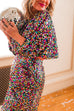 Flare Sleeves Waisted Tulip Colorful Sequin Party Dress