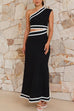 Camilladress One Shoulder Cut Out Waist Ric Rac Color Block Maxi Dress