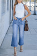 Camilladress Patch Pocket Straight Wide Leg Cropped Jeans