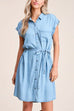 Camilladress Short Sleeves Tie Waist Button Down Denim Shirt Dress