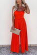 Camilladress Spaghetti Strap Belted Pleated Wide Leg Jumpsuit