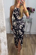 Camilladress Halter Twist Front Slit Floral Printed Maxi Dress