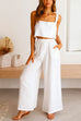 Camilladress Square Collar Cami Crop Top Wide Leg Pants Cotton Linen Set