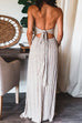 Camilladress Halter Tie Knot Backless Ruched Swing Maxi Vacation Dress