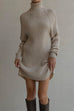 Camilladress Turtleneck Raglan Sleeves Ribbed Knit Mini Sweater Dress