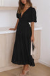 Camilladress V Neck Lantern Sleeves Waisted Ruffle Maxi Dress