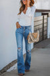 Camilladress High Waist Buttons Ripped Bell Bottom Jeans