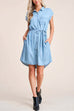 Camilladress Short Sleeves Tie Waist Button Down Denim Shirt Dress