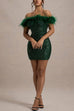 Camilladress Off Shoulder Feather Trim Sequin Mini Party Dress