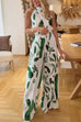 Camilladress Mockneck Split Wrap Front Sleeveless Top and Wide Leg Pants Printed Set