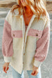 Camilladress Color Block Button Down Pocketed Fleece Jacket