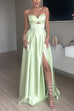 Camilladress Strapless Cut Out Back Lace-up Slit Maxi Party Dress