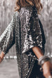 Camilladress 3/4 Sleeves Open Front Sequin Shinny Midi Cardigan