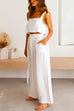 Camilladress Square Collar Cami Crop Top Wide Leg Pants Cotton Linen Set