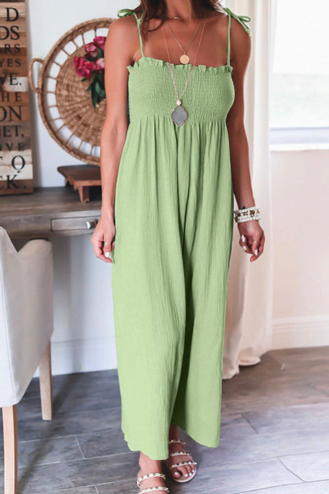 Camilladress Tie Shoulder Smocked Wide Leg Cami Jumpsuit