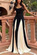 Camilladress Spaghetti Strap Color Block Swing Maxi Party Dress