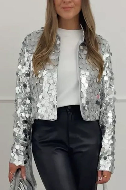 Camilladress Open Front Cropped Sequin Jacket