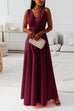 Camilladress Wrap V Neck Tie Waist Sleeveless Maxi Swing Dress