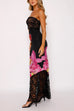 Camilladress Strapless Lace Splice Floral Print Maxi Dress