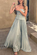 Camilladress Strapless Tube Cut Out Pleated Maxi Swing Dress