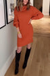 Camilladress Turtleneck Balloon Sleeves Ribbed Knit Sweater Dress