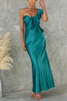 Ruffle One Shoulder Sleeveless Maxi Satin Dress