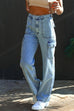 Camilladress Distressed Pockets Denim Cargo Pants