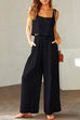 Camilladress Square Collar Cami Crop Top Wide Leg Pants Cotton Linen Set