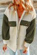 Camilladress Color Block Button Down Pocketed Fleece Jacket