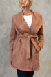 Camilladress Collared Open Front Faux Suede Coat with Belt