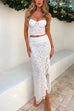 Camilladress Lace Bustier Crop Tube Top Ruffle Slit Maxi Skirt Set