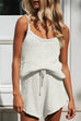 Camilladress Solid U Neck Cami Top Drawstring Waist Shorts Knit Set