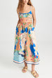 Camilladress Tie Shoulder Pocketed Unique Print Midi Vacation Cami Dress