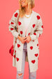 Camilladress Open Front Pocketed Valentines Date Heart Print Cardigan